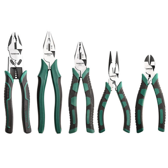 TUOSEN Multifunctional Crimping and Stripping Labor Saving Flat Pliers Vise Manual Wire Cutters, Style:14339 6 Inch