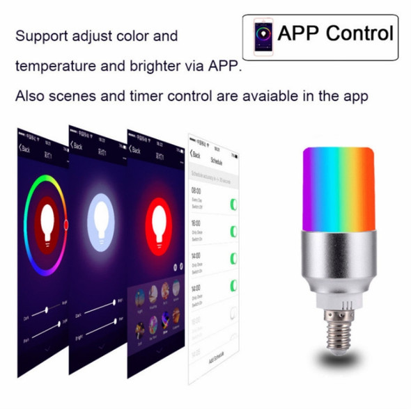 WIFI Smart Cylindrical Light Bulb App Control Color Changing Atmosphere Bulb Lamp Smart Home Voice LED Light, Model:6500K+RGBW B22