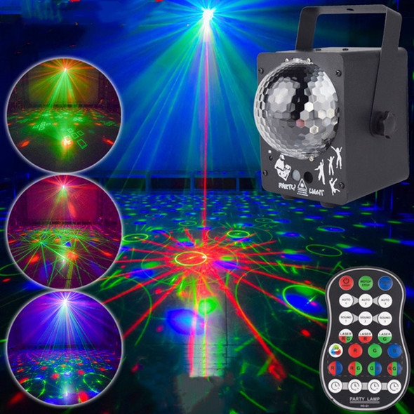18W 60 Kinds of Pattern Crystal Magic Ball Laser Lights Household LED Colorful Starry Sky Projection Lights Voice-activated Stage Lights, Plug Type:AU Plug(Black)