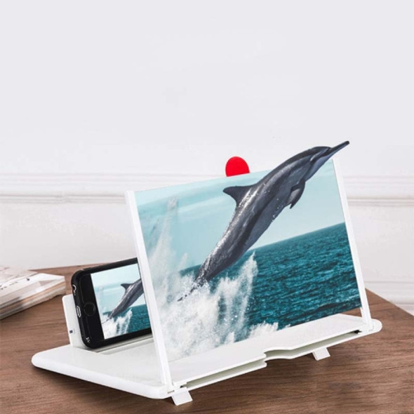 Pull-out Mobile Phone Screen Magnifier 3D Video Desktop Mobile Phone Holder, Size:10 inch(White)