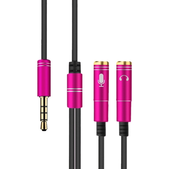 2 in 1 3.5mm Male to Double 3.5mm Female TPE High-elastic Audio Cable Splitter, Cable Length: 32cm(Rose Red)