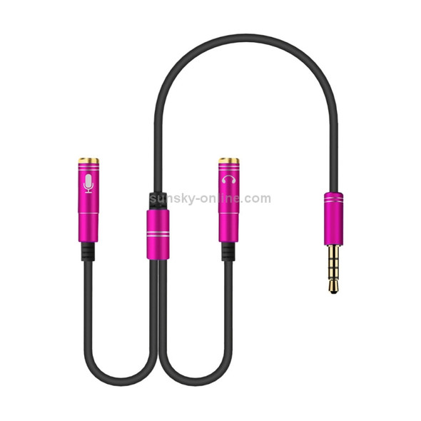 2 in 1 3.5mm Male to Double 3.5mm Female TPE High-elastic Audio Cable Splitter, Cable Length: 32cm(Rose Red)