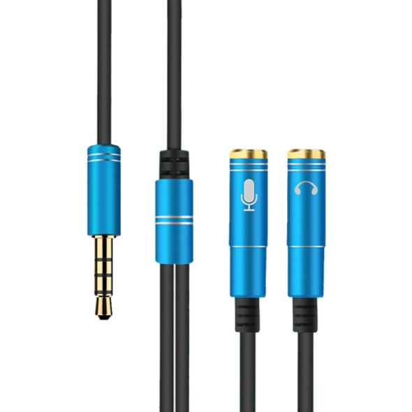 2 in 1 3.5mm Male to Double 3.5mm Female TPE High-elastic Audio Cable Splitter, Cable Length: 32cm(Blue)