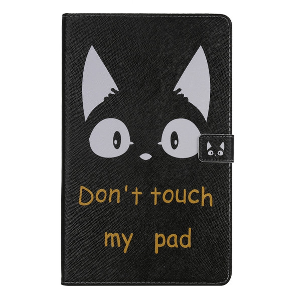 For Galaxy Tab A 10.1 (2019) 3D Colored Drawing Horizontal Flip Leather Case with Holder & Card Slots & Wallet(Cat Ears)