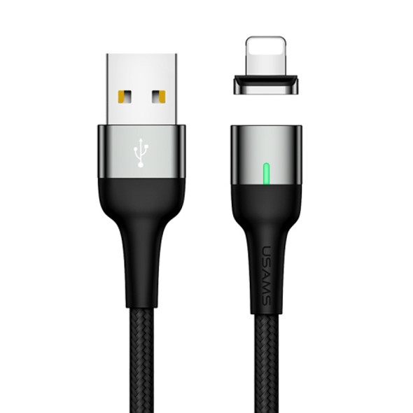USAMS US-SJ326 U28 2 in 1 8 Pin Charging + Transmission Aluminum Alloy Magnetic Data Cable, Length: 1m(Light Grey)