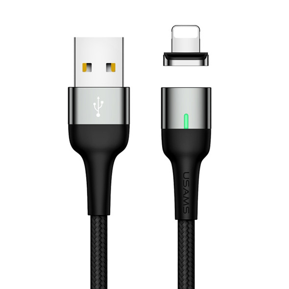 USAMS US-SJ326 U28 2 in 1 8 Pin Charging + Transmission Aluminum Alloy Magnetic Data Cable, Length: 1m(Light Grey)