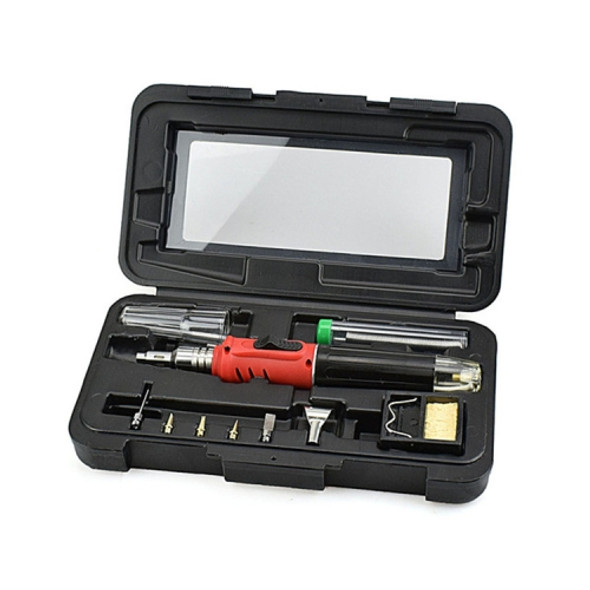 HS-1115K 10-in-1 Multifunctional Gas Soldering Iron Tool Set(Red Handle)