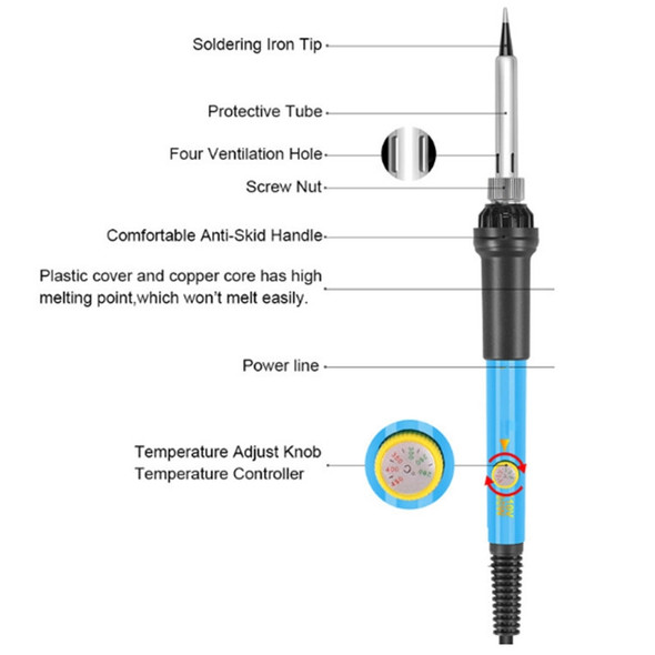 60W Adjustable Temperature Electric Iron Set With Multimeter, Plug Type:US Plug