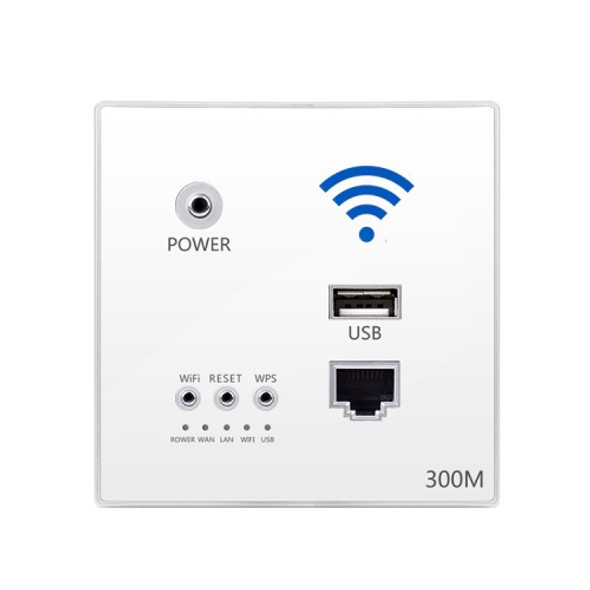 86 Type Through Wall AP Panel 300M Hotel Wall Relay Intelligent Wireless Socket Router With USB(White)