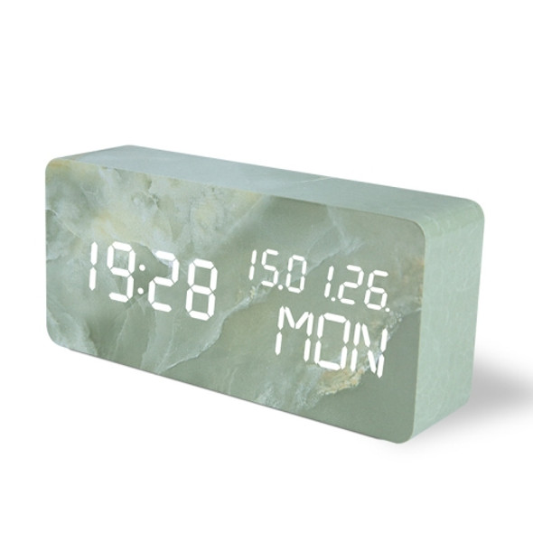 LED Electronic Clock Marble Sound Control Alarm Clock Perpetual Calendar Gray Pattern