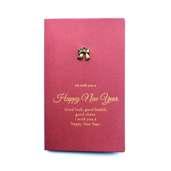 8 PCS Metal Red Special Paper Greeting Card Retro Bronzing New Year Greeting Card(Bowknot)