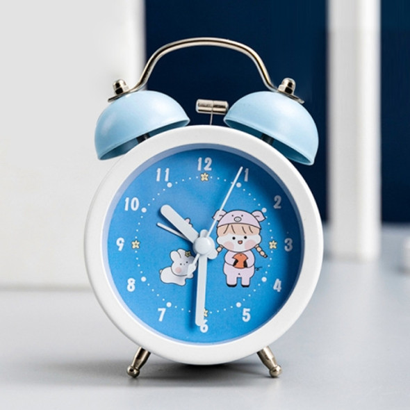 Cartoon Children High Volume Alarm Multifunctional Bedside Clock, Colour: Blue Liberty Little Sisters