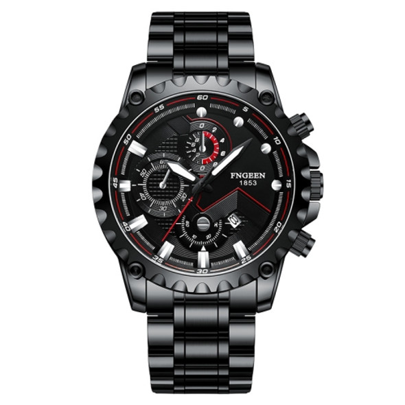 FNGEEN 5055 Men Waterproof Sports Fashion Stainless Steel Watch(Black Steel Black Surface)