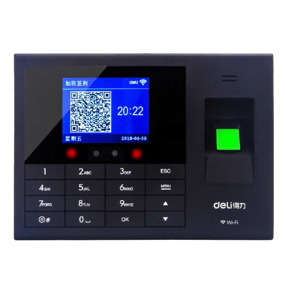 Deli 3765C Face Swiping Fingerprint Punch Card Machine Face Recognition Sign-In Machine, CN Plug