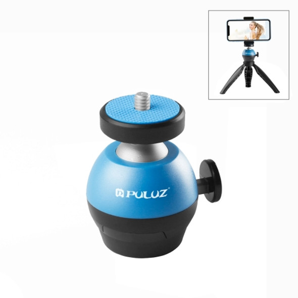 PULUZ 1/4 inch Screw CNC Aluminum Alloy Ball Head ABS Tripod Adapter(Blue)