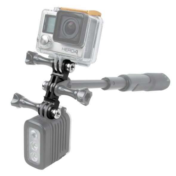 TMC HR385 Double GoPro / GoPro LED Connection Mount  for GoPro  NEW HERO /HERO6   /5 /5 Session /4 Session /4 /3+ /3 /2 /1, Xiaoyi and Other Action Cameras(Black)