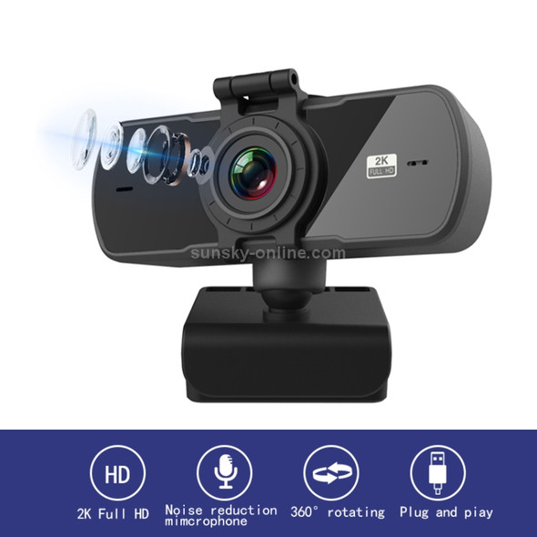 2K HD Business Smart Computer Camera USB Webcam with Microphone