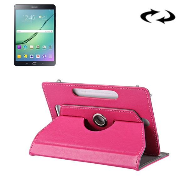 8 inch Tablets Leather Case Crazy Horse Texture 360 Degrees Rotation Protective Case Shell with Holder for Galaxy Tab S2 8.0 T715 / T710, Cube U16GT, ONDA Vi30W, Teclast P86(Magenta)