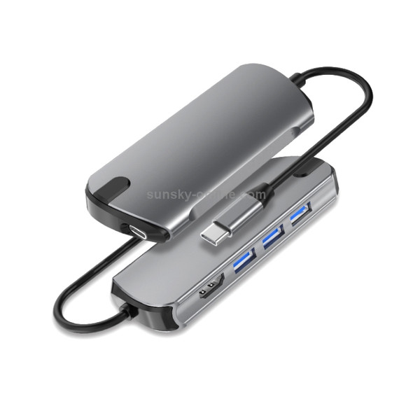 Basix T1905 5 In 1 Multi-function Type-C / USB-C HUB Expansion Dock (Grey)