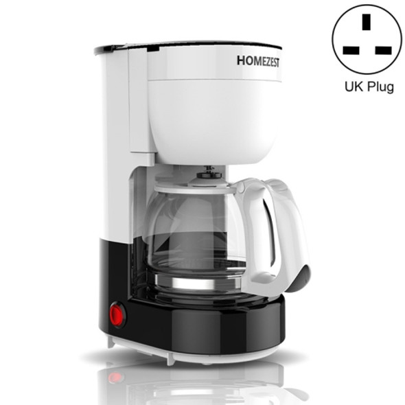 Homezest Household Small Coffee Maker Automatic Mini Drip Coffee Machine, Style:UK Plug(Black White)