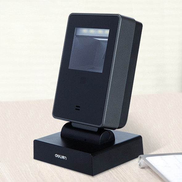 Deli One-Dimensional Code Two-Dimensional Code Screen Barcode Scanner Supermarket Catering Stores Scanner, Model: 14962 Black