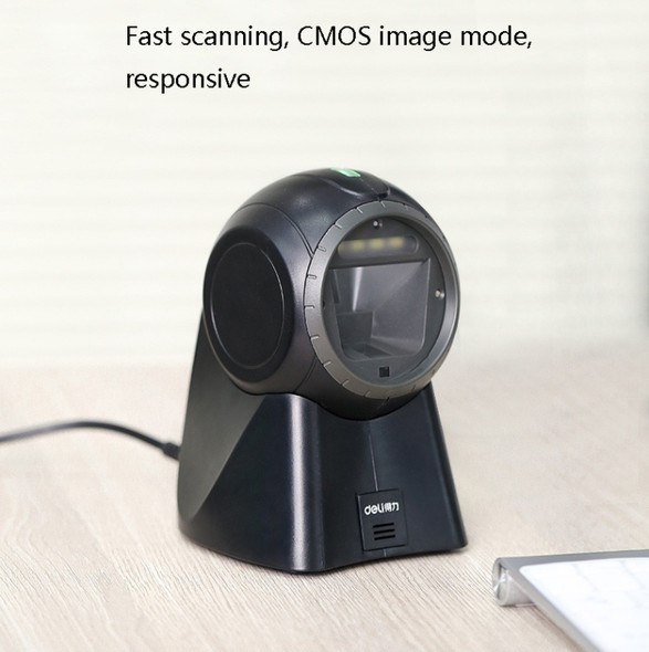 Deli One-Dimensional Code Two-Dimensional Code Screen Barcode Scanner Supermarket Catering Stores Scanner, Model: 14960 Black