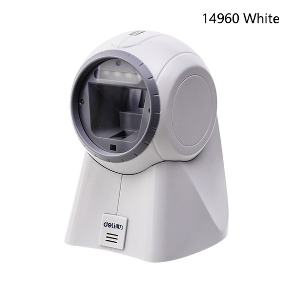 Deli One-Dimensional Code Two-Dimensional Code Screen Barcode Scanner Supermarket Catering Stores Scanner, Model: 14960 White