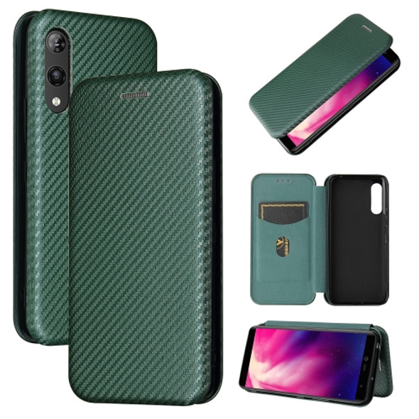 For Rakuten Hand Carbon Fiber Texture Magnetic Horizontal Flip TPU + PC + PU Leather Case with Card Slot(Green)