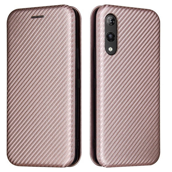 For Rakuten Hand Carbon Fiber Texture Magnetic Horizontal Flip TPU + PC + PU Leather Case with Card Slot(Pink)