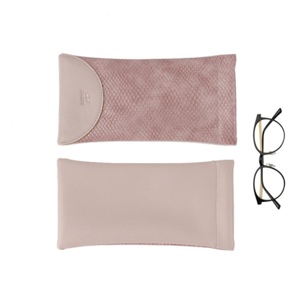 3 PCS Snake Print PU Elastic Leather Sunglasses Bag  Myopia And Presbyopic Glasses Bag(Pink)