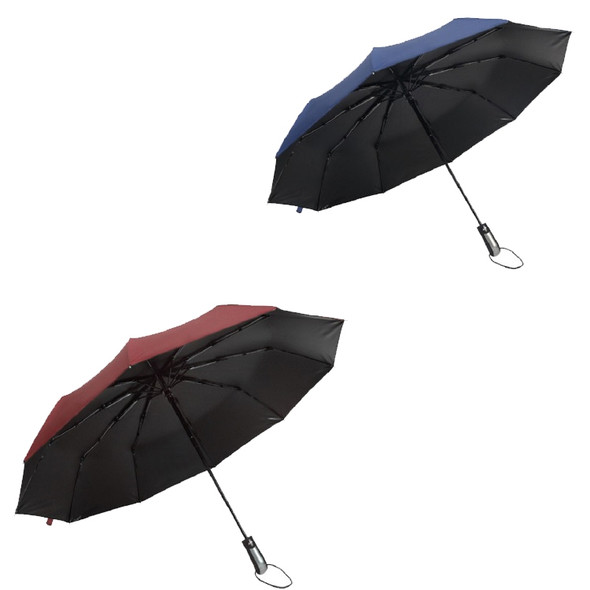 Ten Bone Automatic Vinyl Umbrella Men And Women Business Double Oversized Reinforced Windproof Sunny Umbrella(Wine red)