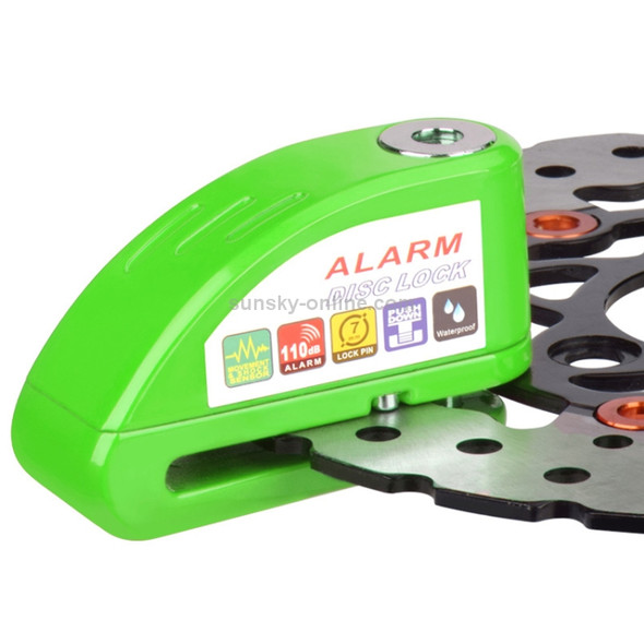 Motorcycles / Bicycle Anti-theft Lock Alarm Disc Brakes Lock with Cable and Bag (Green)