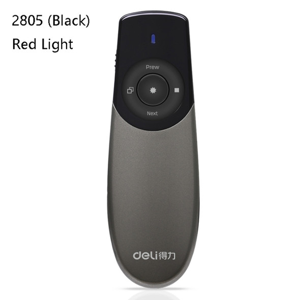 Deli 2.4GHz Laser Teaching Page Flip Pen Remote Play Pen with Flying Mouse, Model: 2805 (Black) Red Light