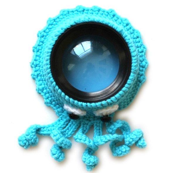 Hand-knitted Wool Camera Lens Animal Decoration Ring Baby Photo Guide Props(Blue Octopus)