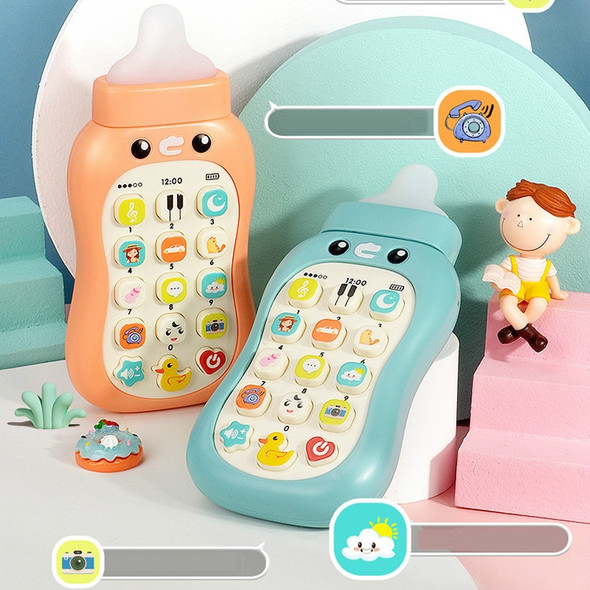 Children Story Machine Mobile Phone Toy Small Bottle Toothpaste Puzzle Early Education Toy No Light(Fog Blue)