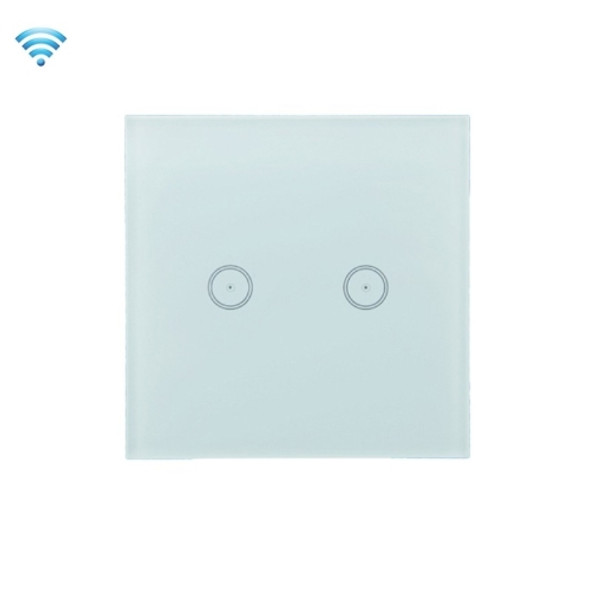 Wifi Wall Touch Panel Switch Voice Control Mobile Phone Remote Control, Model: White 2 Gang (Zero Firewire Zigbee )