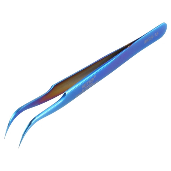 Vetus MCS-15 Bright Blue Curved Tweezers