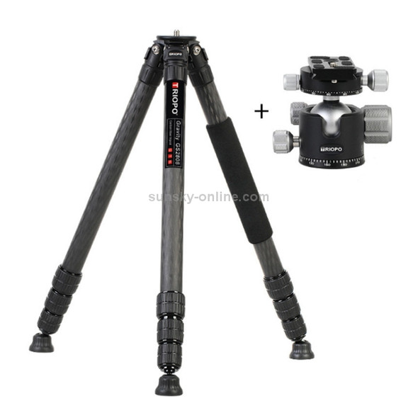 TRIOPO GS2808 Camcorder Photography No Axial Carbon Fiber Tripod Mount Holder with Ball Head, Load: 15KG