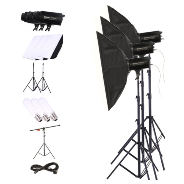 TRIOPO Oubao TTR300W 60x90cm Studio Softbox + 2.8m Tripod Mount + 3 x  Light Bulb Photography Lighting Three Piece Set