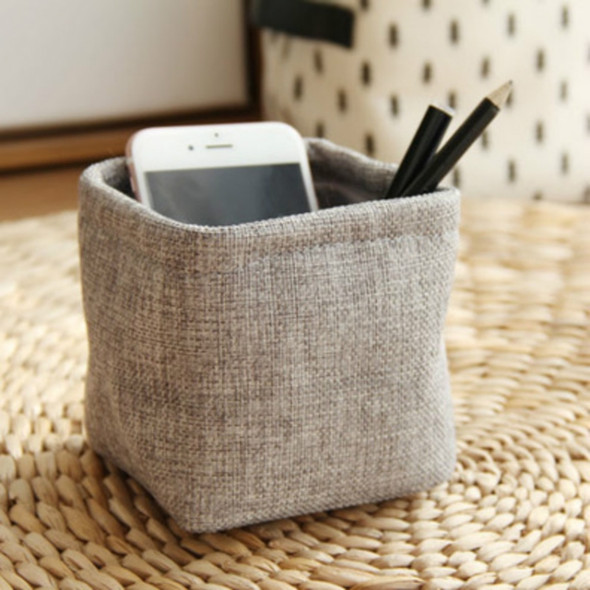 Mini Small Linen Pen Holder Desktop Cloth Simple Stationery Holders(Gray)