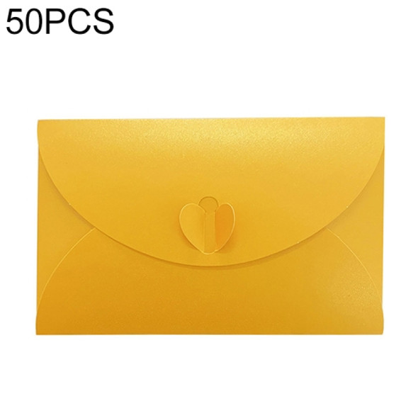 50 PCS Love Buckle Pearl Paper Hot Stamping Envelope Invitation Letter(Gold )