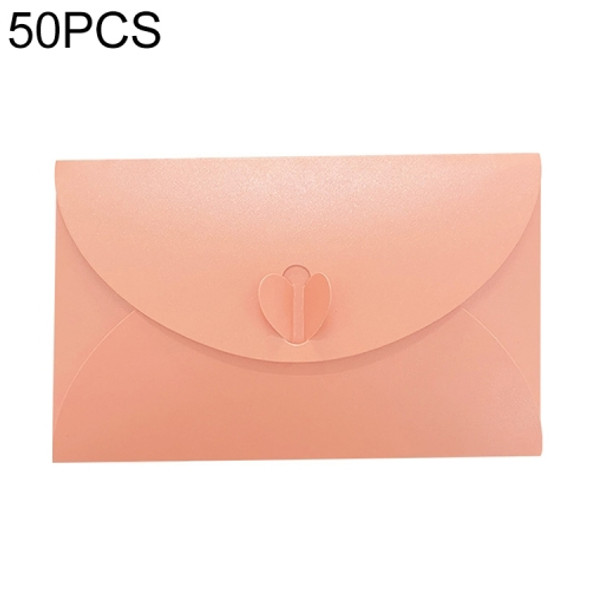 50 PCS Love Buckle Pearl Paper Hot Stamping Envelope Invitation Letter(Pink )