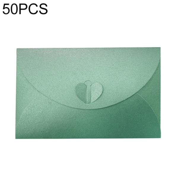 50 PCS Love Buckle Pearl Paper Hot Stamping Envelope Invitation Letter(Dark Green )