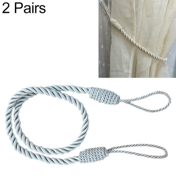 2 Pairs Hand-wound Curtain Straps Curtain Rope Curtain Tassels Straps(Silver Grey)