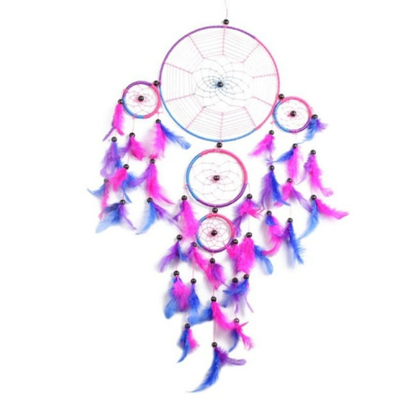 Creative Hand-Woven Crafts Dream Catcher Home Car Wall Hanging Decoration(Colorful Red)