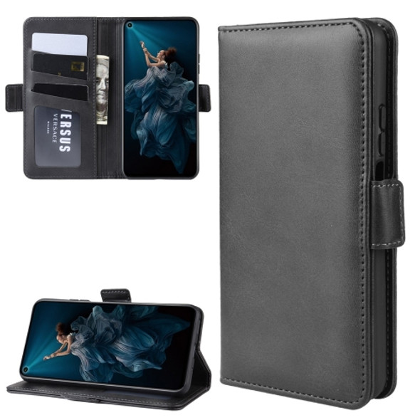 For Huawei Honor 20/Nova 5T Double Buckle Crazy Horse Business Mobile Phone Holster with Card Wallet Bracket Function(Black)