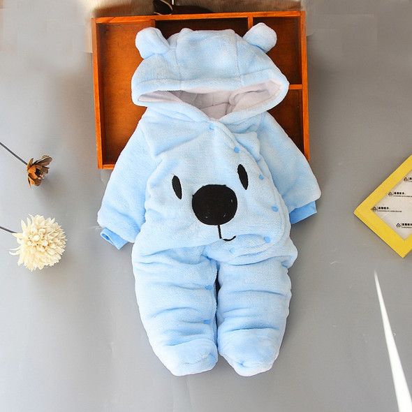 Bear Shape Winter Thick Cotton Cartoon Soft Baby Siamese Clothes, Height:80cm(Light Blue)