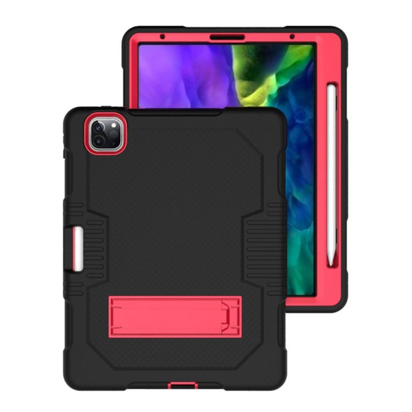 Contrast Color Robot Shockproof Silicone + PC Protective Case with Holder For iPad Pro 12.9 inch (2018/2020)(Black Red)