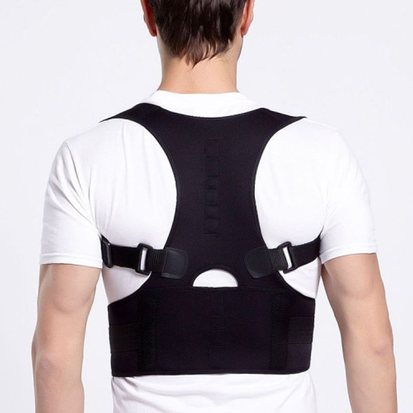 Male Female Adjustable Magnetic Posture Corrector Corset Back Men Brace Back Shoulder Belt Lumbar Support Straight S(Black)