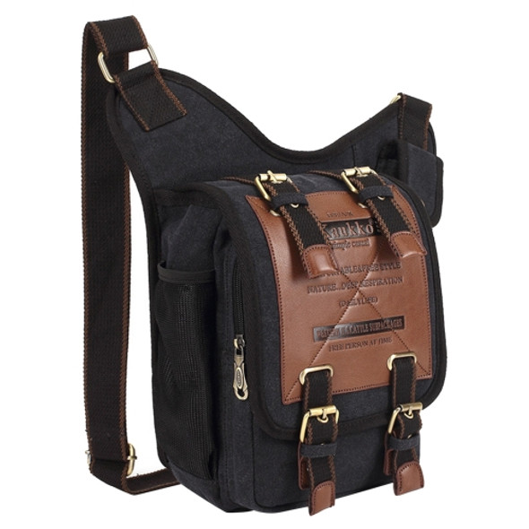 KAUKKO FH03 Retro Style Men Canvas Crossbody Bag Messenger Bag Outdoors Hiking Camping Bag, Size: 26 x 21 x 9 cm(Black)